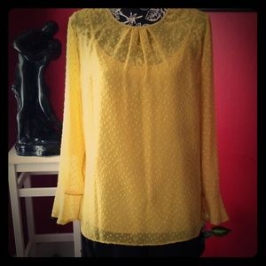 Yellow sheer blouse w/cami tank top